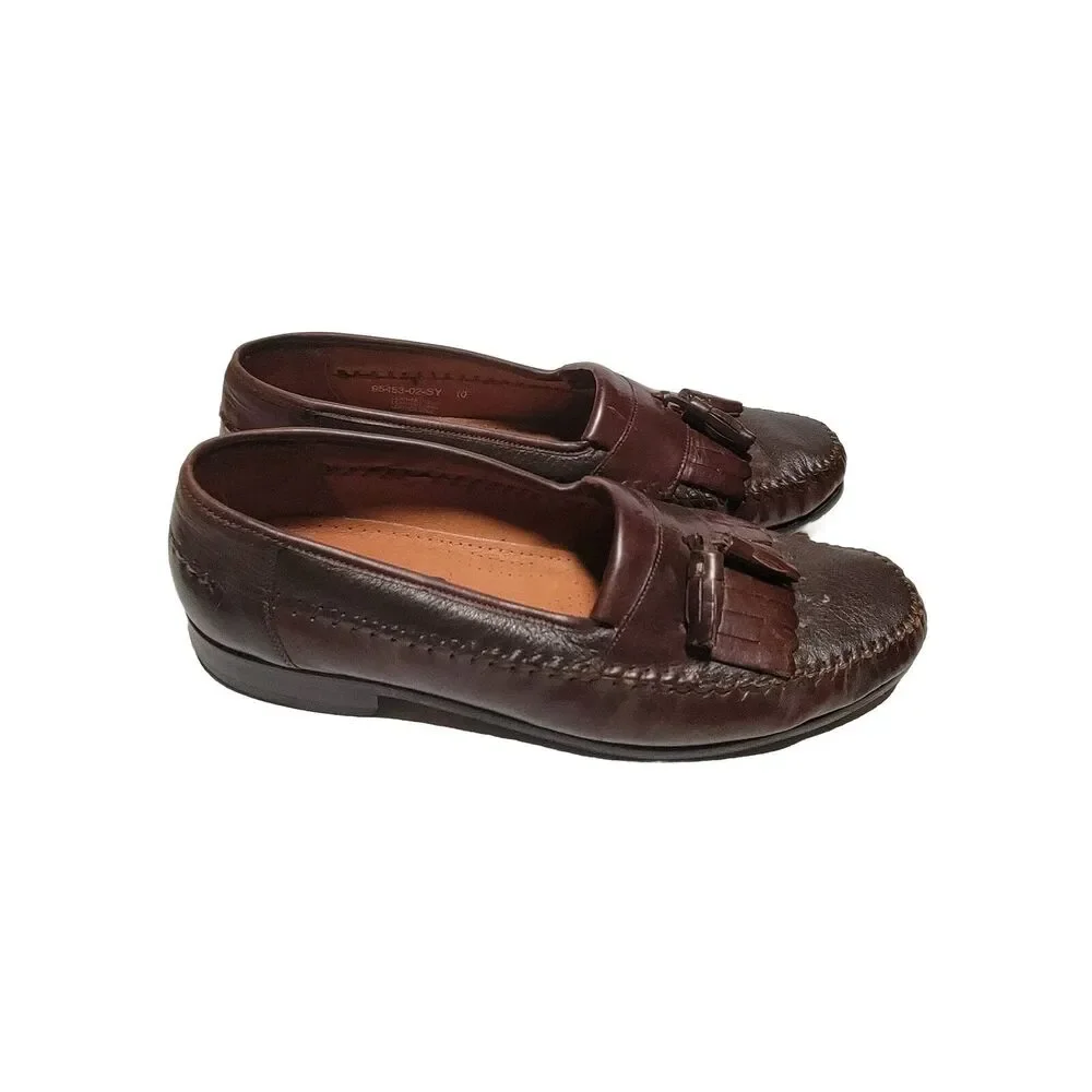 Brass Boot Mens Sz 10 Brown Leather Tassel Loafers Shoes Handmade In Spain 95453
